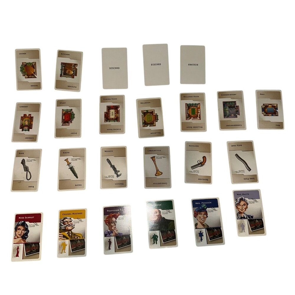 Vintage 2002 Clue Suspect Weapon Room Cards Replacement Parts Parker Brothers